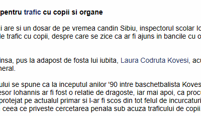 În 2009, ziare.com scria că Iohannis a fost scăpat de dosarele cu traficul de copii și organe de „fosta lui iubită” Laura Codruța Kovesi/Document