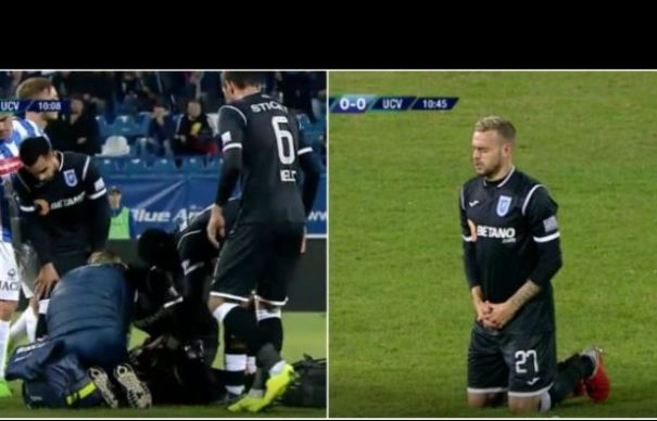 Video. Momente cumplite, la Iași. Un jucător al Universității Craiova a fost aproape de moarte. A căzut inconștient pe teren | Nationalul.ro