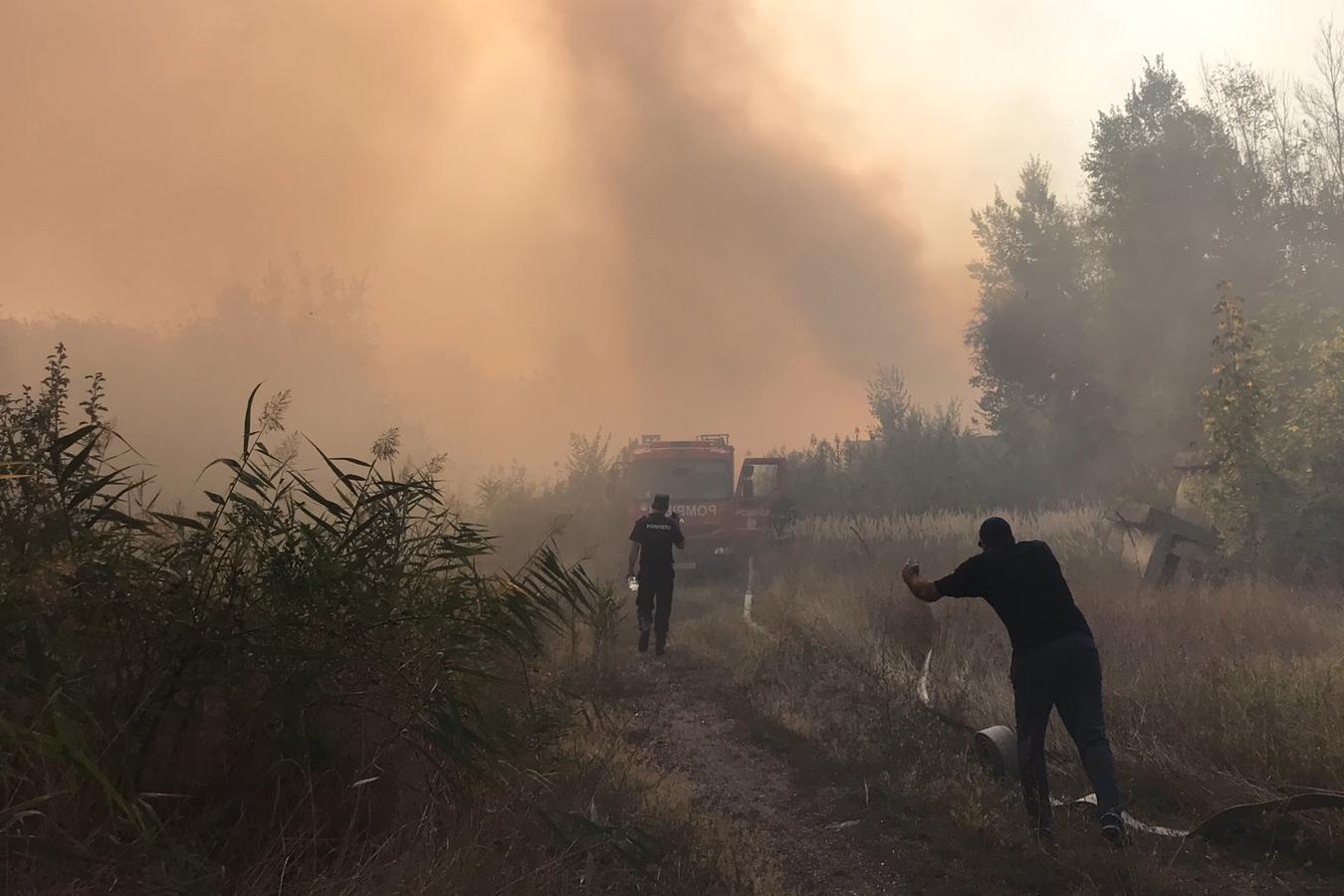 Incendiu de vegetaţie uscată în Iaşi. Ard 150 de hectare