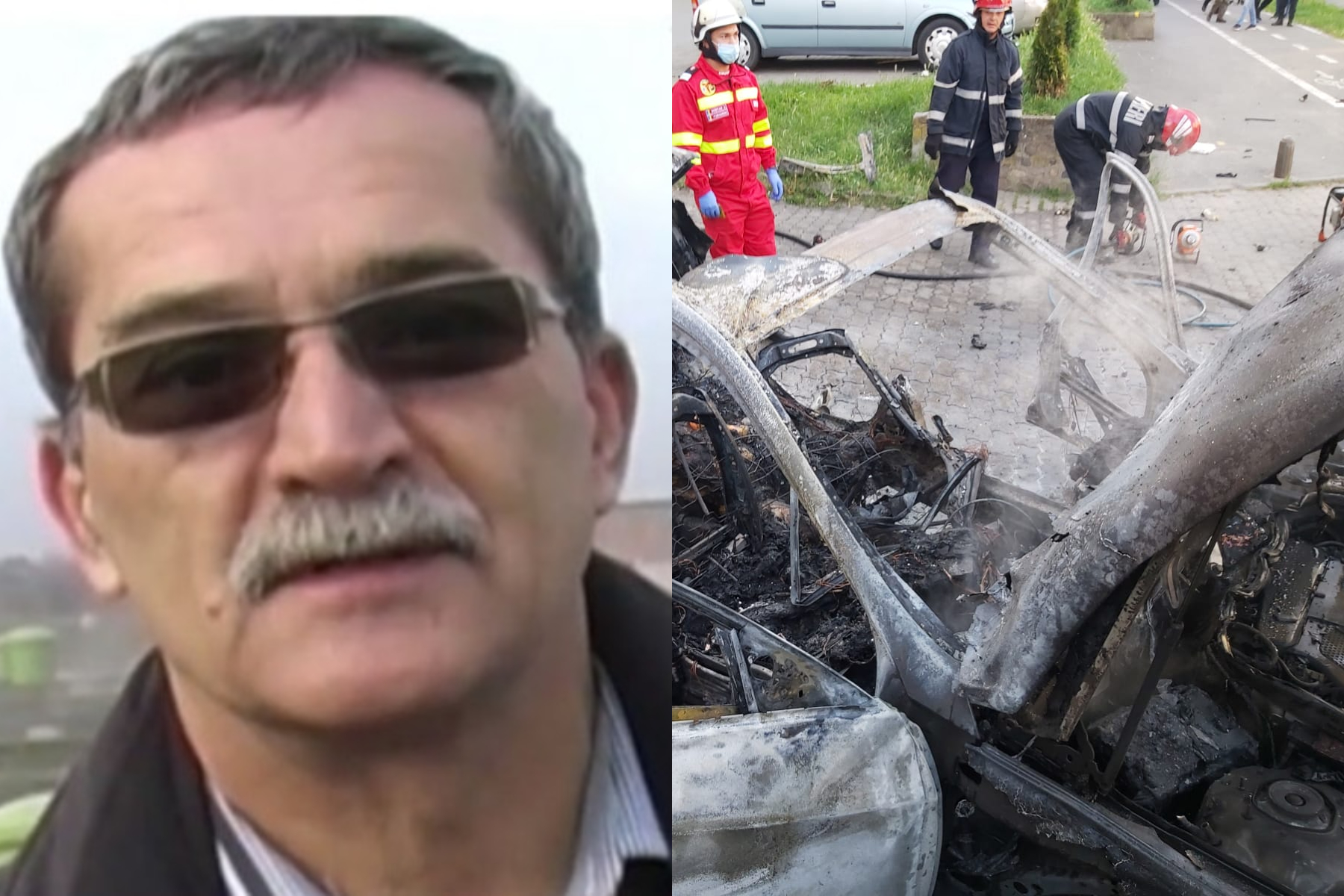 Primele imagini surprinse la scurt timp după explozia mașinii din Arad. Detaliul important în anchetă