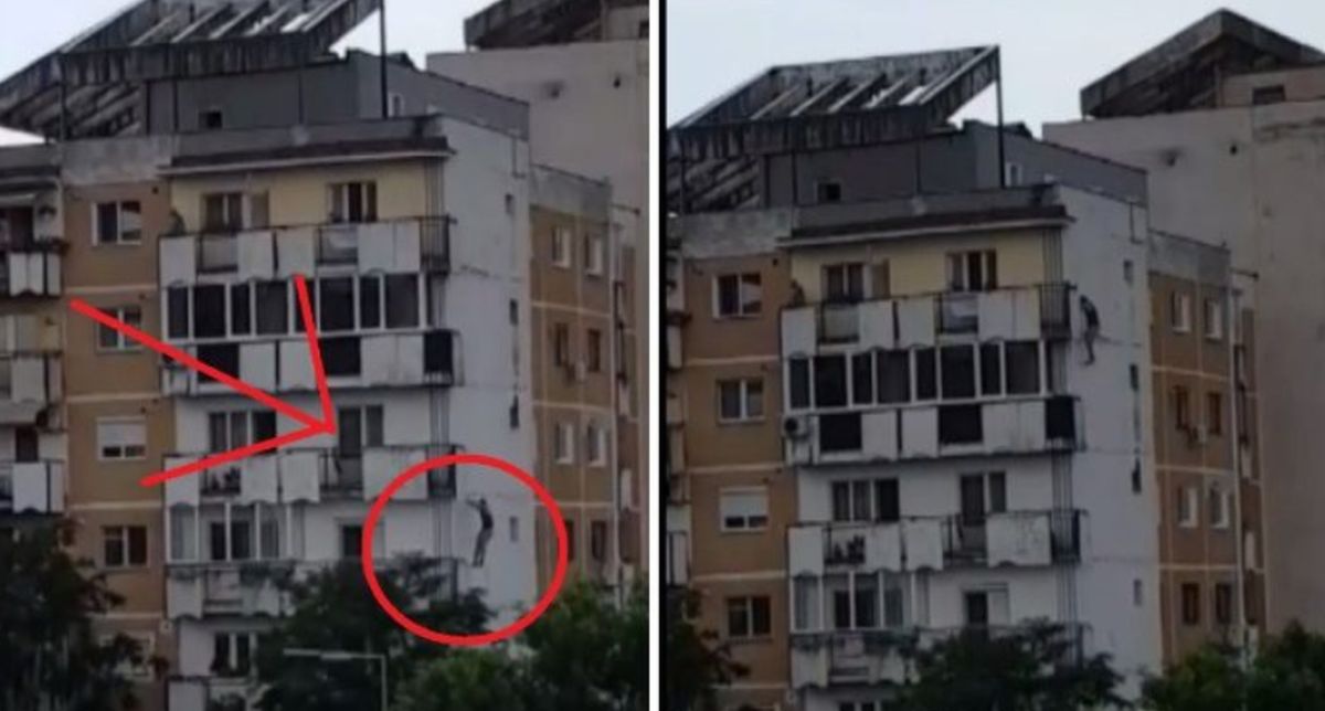 VIDEO| Imagini șocante. Un bărbat s-a aruncat în gol de la etajul 6