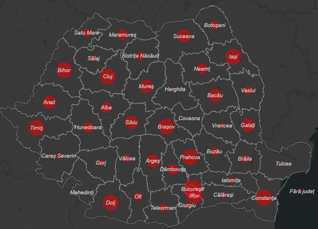 Topul infectărilor din județe, în ziua cu un record absolut de cazuri COVID