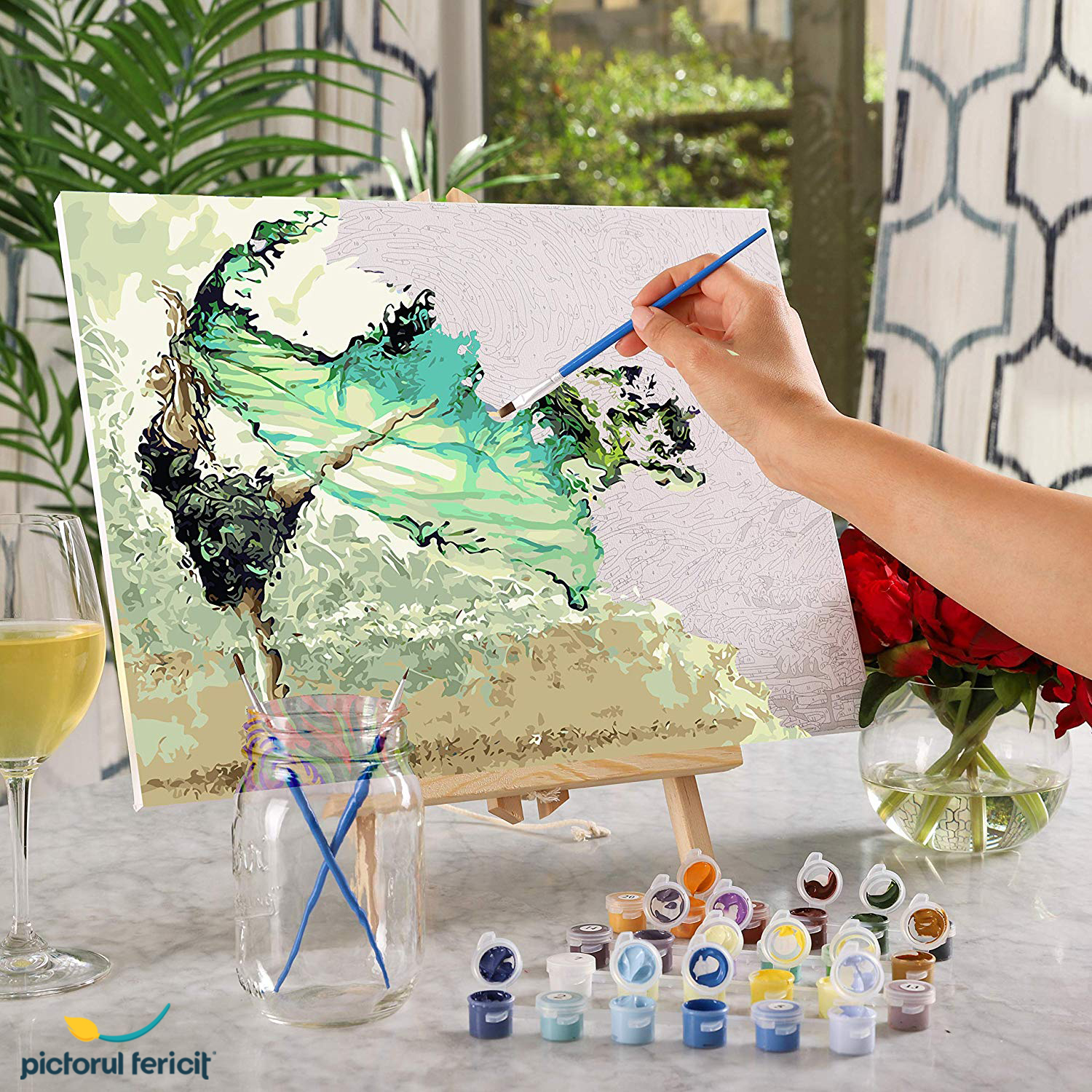 Relaxare printr-un tablou pictat pe numere, concept propus de Pictorul Fericit