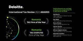 Deloitte, recognized as the Romanian Tax Firm of the Year by the International Tax Review in 2022