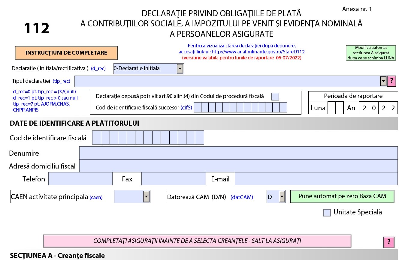 Noua Declarație 112 care include suprataxarea contractelor part-time, în Monitorul oficial / Urmează să apară și pe site-ul ANAF