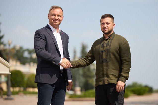 Volodimir Zelenski s-a întâlnit cu preşedintele Poloniei, Andrzej Duda