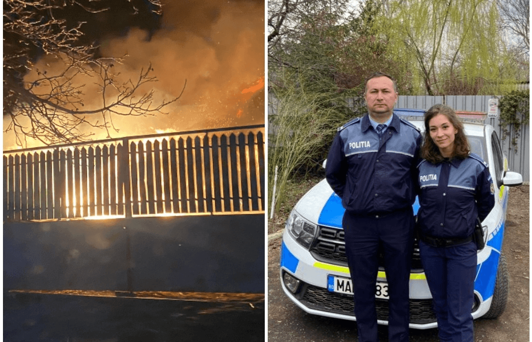 Doi polițiști au salvat în ultima clipă doi bătrâni dintr-un incendiu. Câteva secunde au făcut diferența între viață și moarte