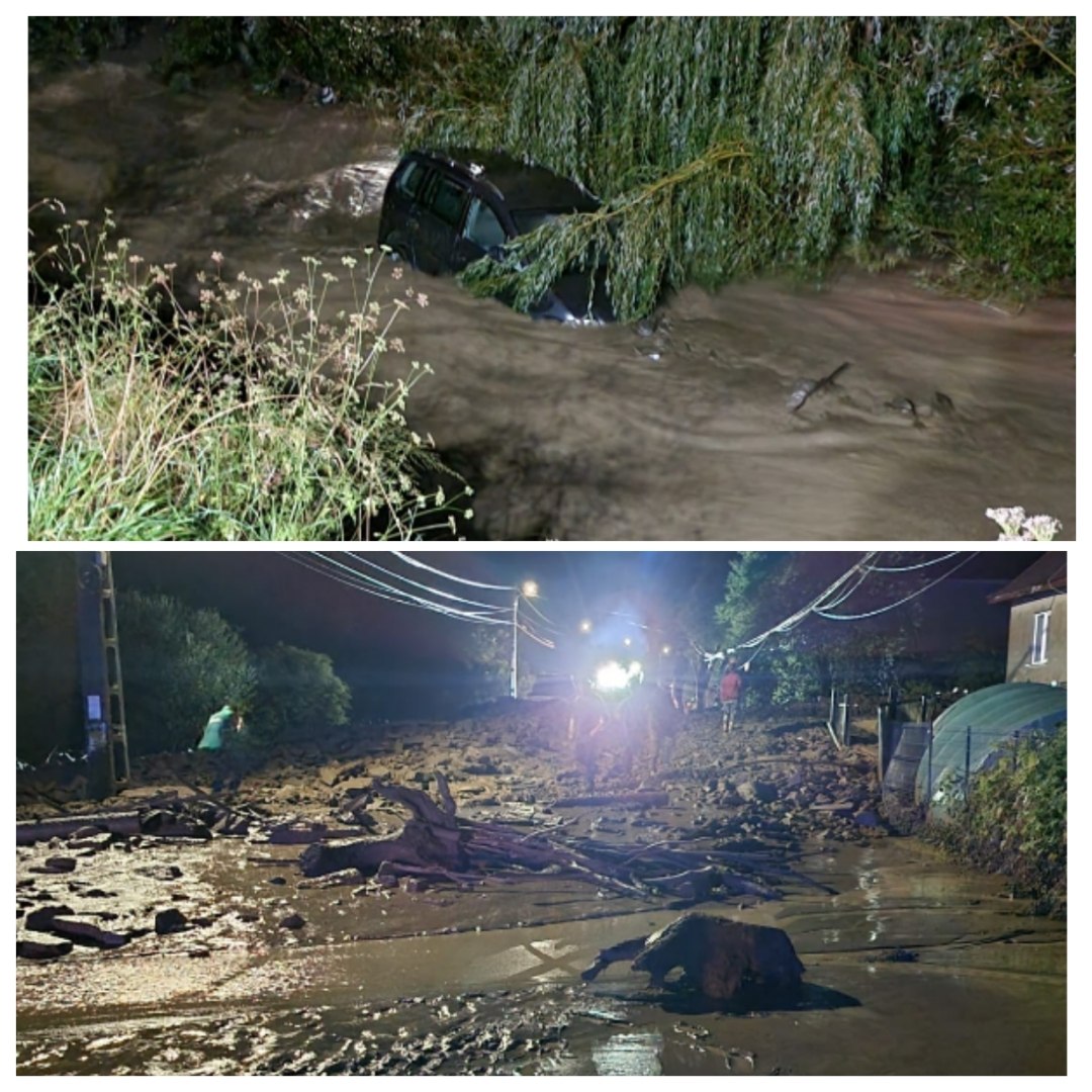 Vijelie în Bistriţa-Năsăud: un bloc rămas fără acoperiş la Rodna; porţiuni din DN 17C şi 17D, blocate de aluviuni