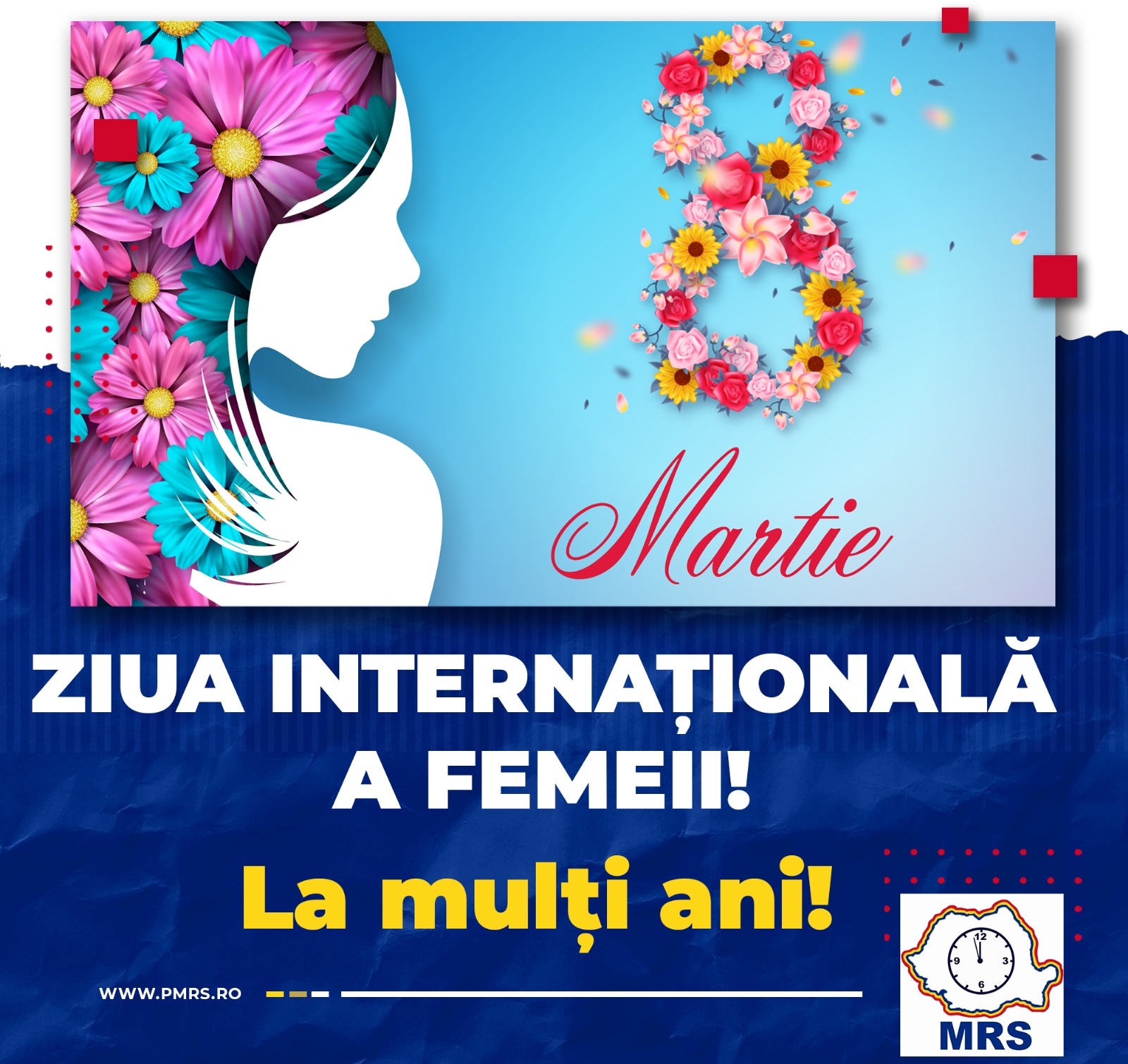 Flori şi zâmbete oferite de membrii Mişcării România Suverană cu ocazia zilei de 8 martie