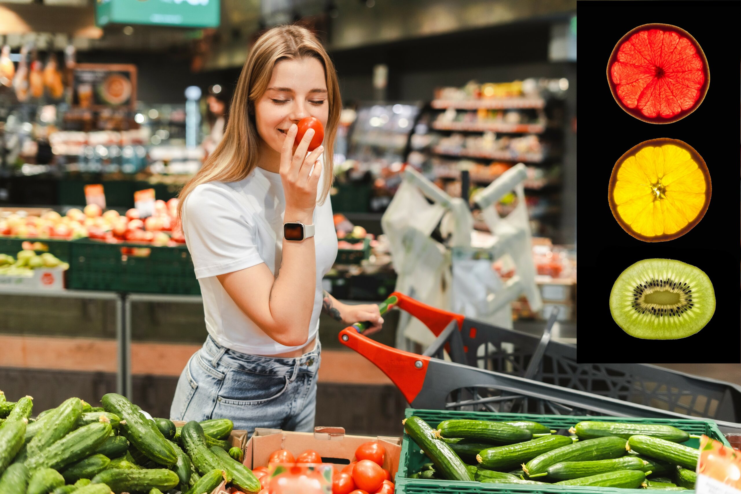 Eticheta „semafor” cu cod QR, în magazine