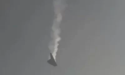 Momentul în care un avion rus de luptă doboară propria dronă, un model experimental rar, deasupra Ucrainei