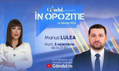Emisiunea „În Opoziție cu Denise Rifai” începe marți, 5 noiembrie, de la ora 21.30, live pe GÂNDUL. Invitat: Marius Lulea