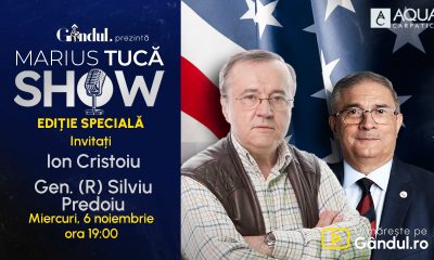 Marius Tucă Show începe miercuri, 6 noiembrie, de la ora 19.00, live pe Gândul. EDIȚIE SPECIALĂ