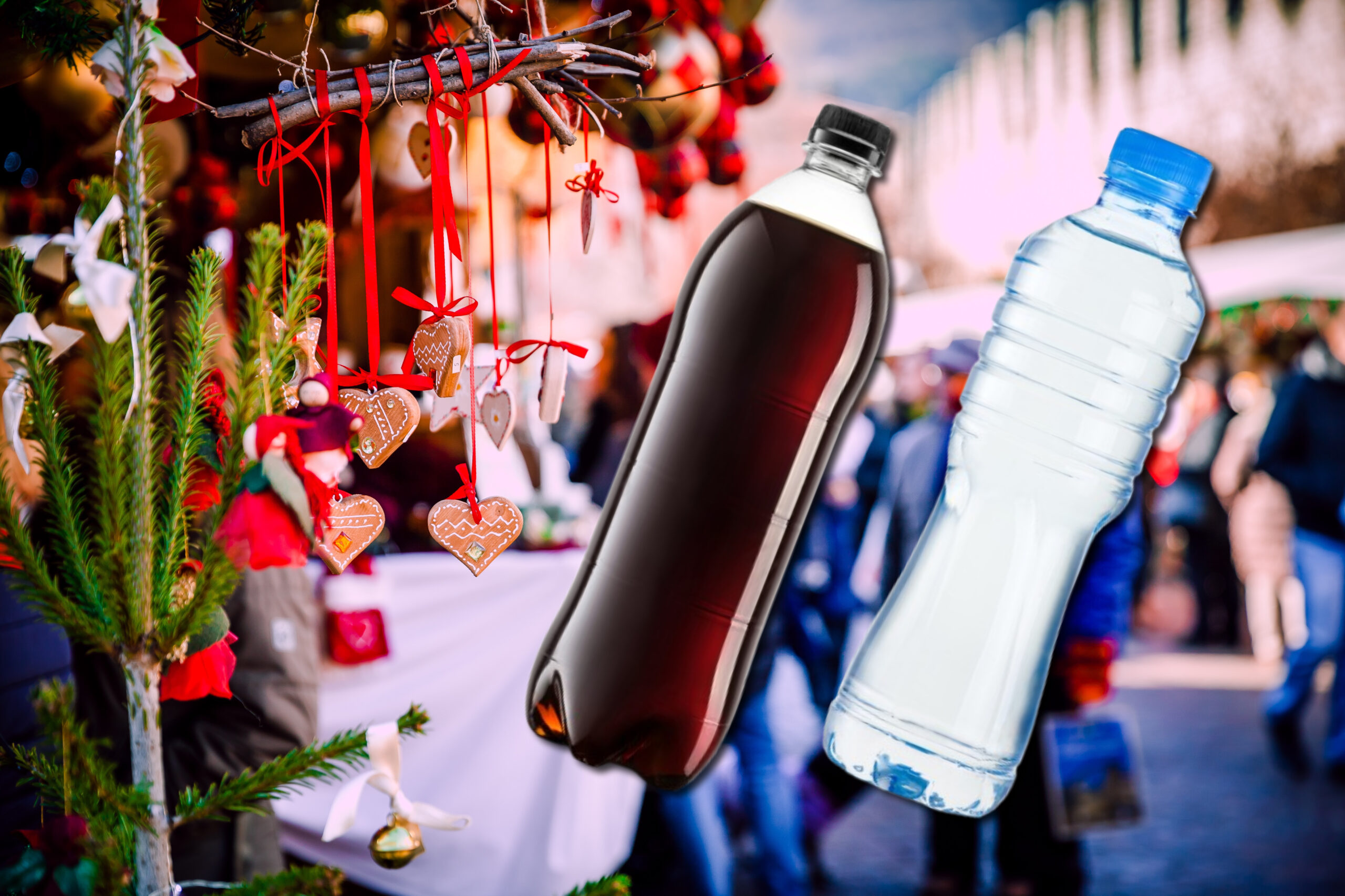 Cât a ajuns să coste o sticlă de suc de 0,5 litri, la Târgul de Crăciun din Piața Constituției. Ce preț are o sticlă de apă plată sau minerală