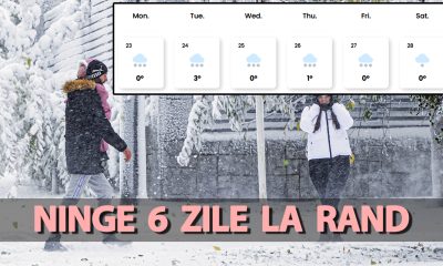 Orașul din România în care va ninge 6 zile la rând, începând de mâine, potrivit meteorologilor EASEWEATHER