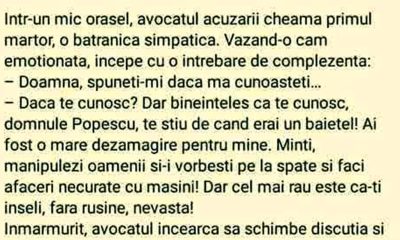 Bancul de marți | Avocatul apărării și pensionara atotcunoscătoare