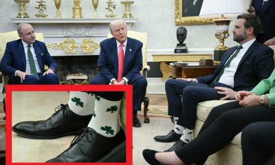 Pe durata întâlnirii cu premierul Irlandei, Donald Trump l-a ironizat pe JD Vance pentru că a purtat șosete cu trifoi, asortate cu cravată verde