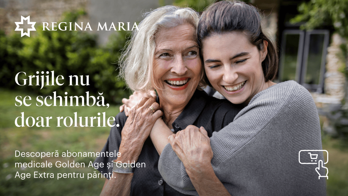 România, pe ultimul loc în Uniunea Europeană în privința speranței de viață sănătoasă după 65 de ani. Rețeaua de sănătate REGINA MARIA răspunde nevoilor medicale ale persoanelor de peste 65 de ani cu o noutate în portofoliul abonamentelor medicale: gama Golden Age România, pe ultimul loc în Uniunea Europeană în privința speranței de viață sănătoasă după 65 de ani. Rețeaua de sănătate REGINA MARIA răspunde nevoilor medicale ale persoanelor de peste 65 de ani cu o noutate în portofoliul abonamentelor medicale: gama Golden Age
