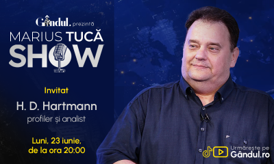 Marius Tucă Show începe luni, 23 iunie, de la ora 20.00, live pe Gândul. Invitat: H.D. Hartmann