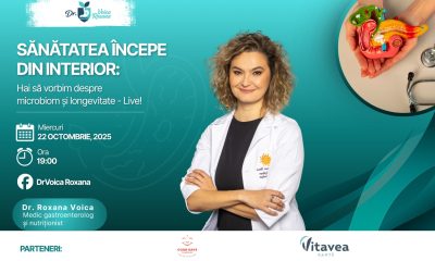 Dr. Voica Roxana susține un eveniment LIVE despre longevitate și rolul microbiomului în menținerea sănătății Dr. Voica Roxana susține un eveniment LIVE despre longevitate și rolul microbiomului în menținerea sănătății
