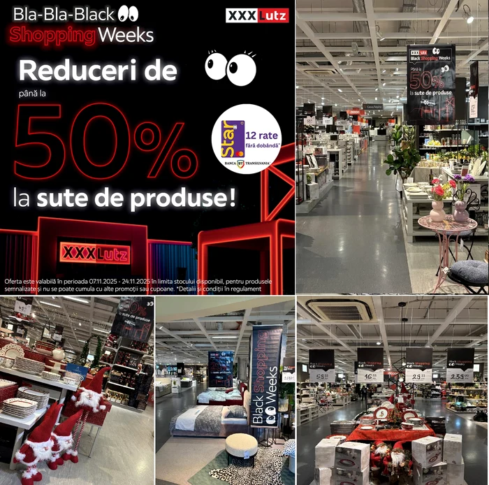 Black Friday 2025 „Bla-Bla Black Shopping Weeks” la XXXLutz: transformă-ți casa de sărbători cu piese spectaculoase și reduceri de până la 50%