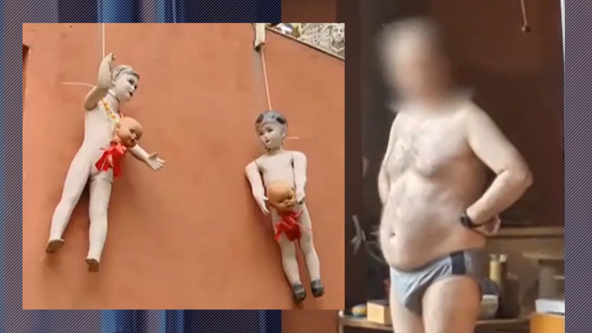 Imagini șocante. Un exhibiționist iresponsabil terorizează o școală din București. Manechine de copii spânzurate pe balcon de Halloween