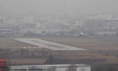 Vântul din Cluj i-a obligat pe piloţi să recurgă la manevre extreme. „Crabbing” executat pe rafale de până la 31 de noduri