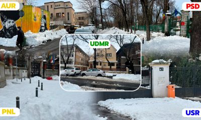 În timp ce românii sunt amendați dacă nu-și curăță trotuarele, sediile partidelor sunt îngropate în nămeți. Voievozii României stau cu bărbile în zăpadă, la AUR, iar liberalii și-au curăţat o potecă. Și prin fața sediului PSD trecătorii abia se strecoară printre mormane