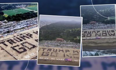 Ce i-au transmis protestatarii anti-Trump într-un mesaj gigantic pe nisipul unei plaje