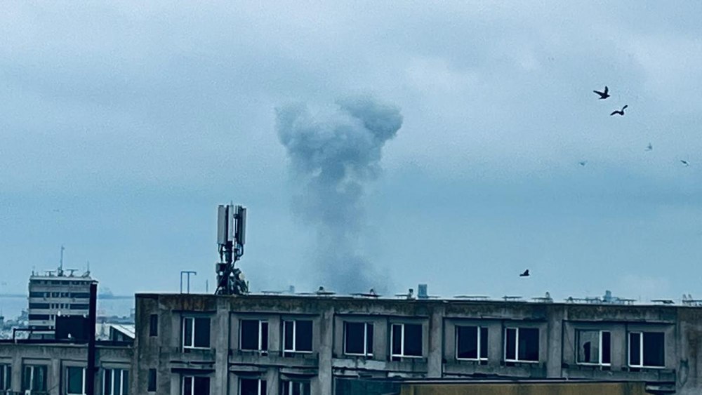 Momentul în care drona a explodat în Portul Constanța, filmat în direct în timpul unei transmisiuni TVR