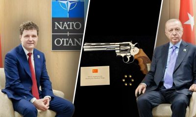 Ce scrie pe biletul care a însoțit revolverul Gumusay Magnum pe care l-a primit Nicușor Dan de la Recep Erdogan. Gândul a obținut mesajul