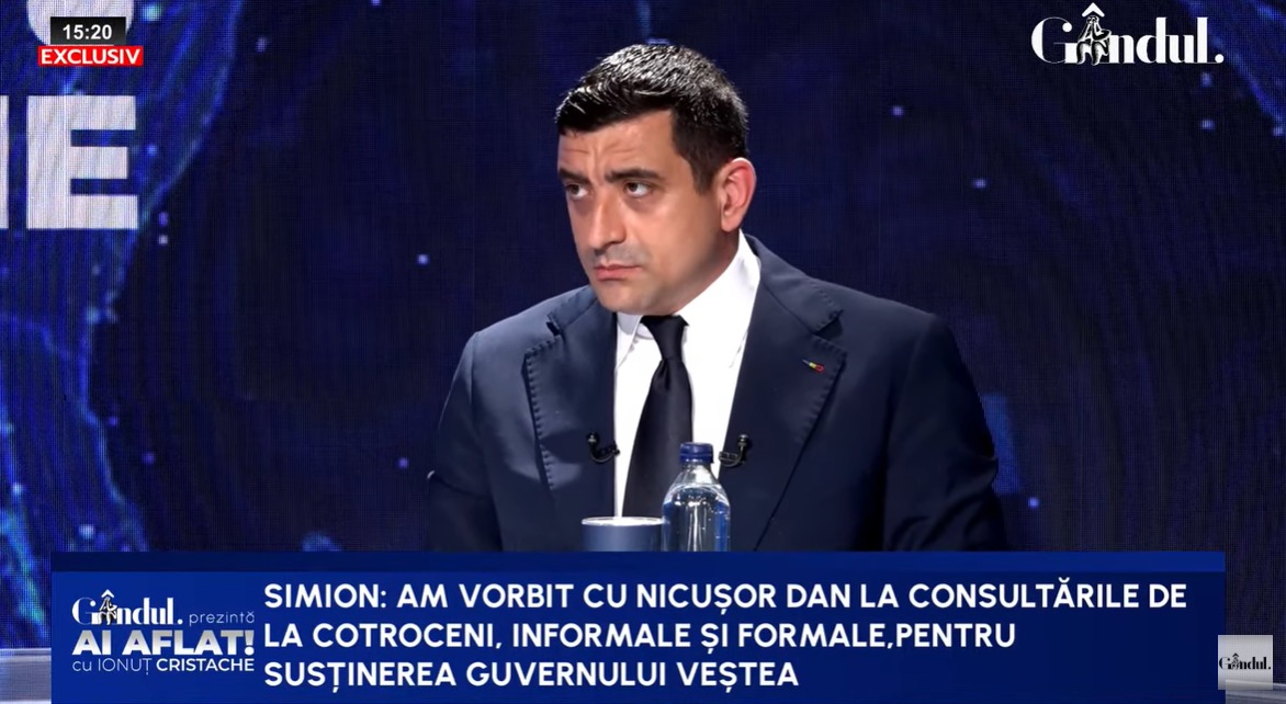 George Simion dezvăluie că s-a întâlnit cu Nicușor Dan la „întâlniri informale” în timpul formării Guvernului. Liderul AUR susține că Veștea și Tomac au încercat să spargă partidul: l-au chemat pe Murad la Vila Lac