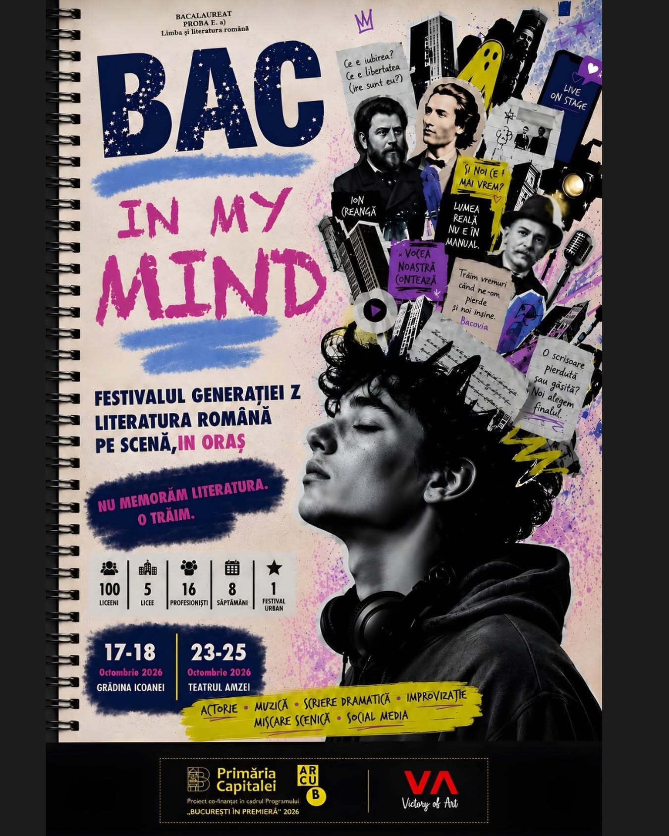 BAC IN MY MIND – Festivalul Generației Z: literatura română iese din manual și urcă pe scenă, în oraș