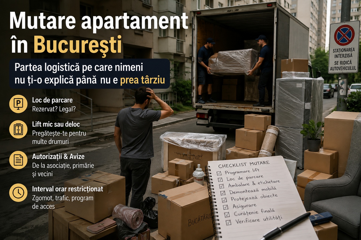 Mutare apartament în București. Partea logistică pe care nimeni nu ți-o explică până nu e prea târziu