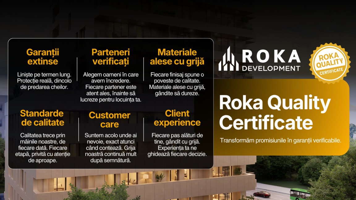 ROKA Development lansează ROKA Quality Certificate, un instrument de garanții extinse până la 10 ani și calitate asumată în scris