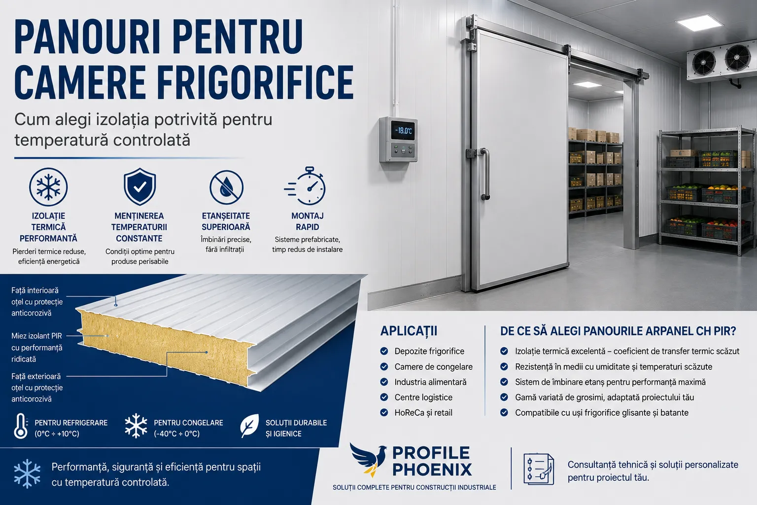 Panouri pentru camere frigorifice: cum alegi izolația potrivită pentru temperatură controlată