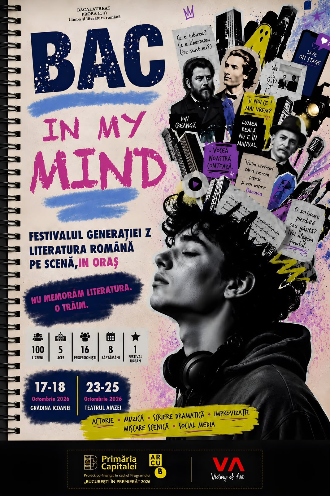 BAC IN MY MIND – Literatura de Bacalaureat prinde viață pe scena Teatrului Amzei, într-un festival dedicat adolescenților