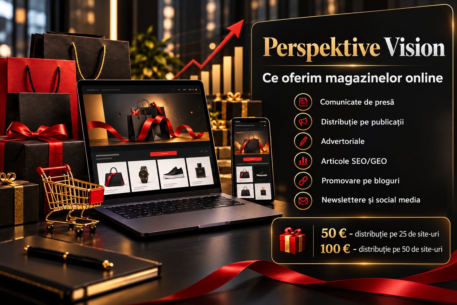 Perspektive Vision lansează servicii de promovare pentru magazinele online de Black Friday 2026: comunicate de presă de la 50 de euro, advertoriale în peste 4.600 de publicații și campanii SEO/GEO