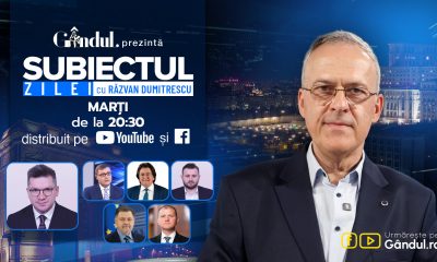 „Subiectul Zilei cu Răzvan Dumitrescu” începe marți, 20 octombrie, de la ora 20:30, live pe Gândul. În exclusivitate, Mihail Neamțu, analiza Guvernulului Niculescu. Cine câștigă și cine pierde în noul joc politic